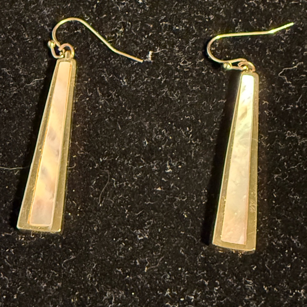 Gold and Pearlescent Drop Earrings